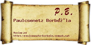 Paulcsenetz Borbála névjegykártya